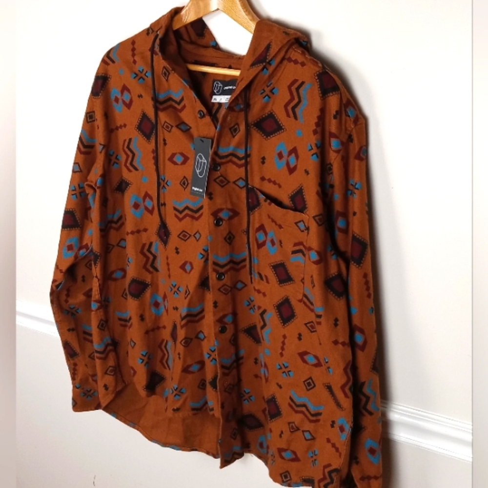 Brown Geometric Pattern Hoodie(0riginal Use)
